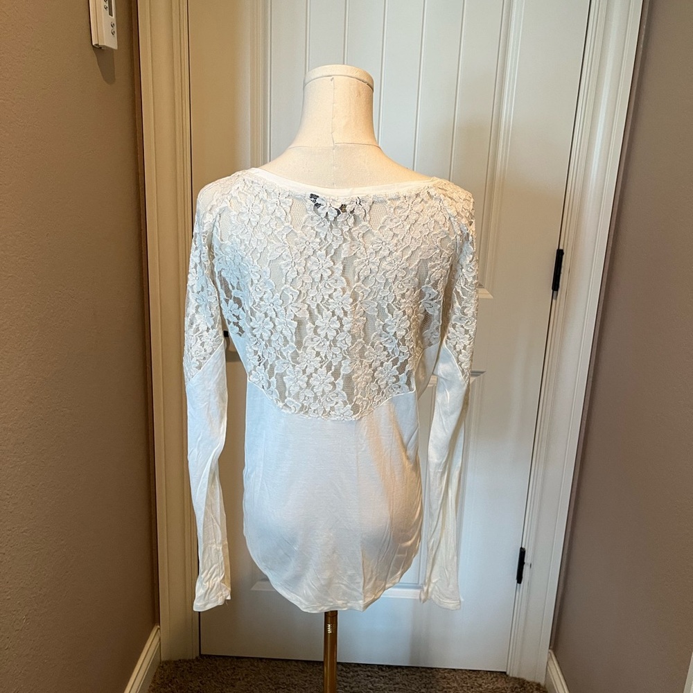 Jack by BB Dakota White Lace Sleeve Blouse - Picture 3 of 4